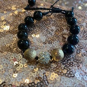 Bracelet Gold and Black Beads